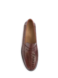 Jones Bootmaker Brown Riverside Woven Leather Loafers