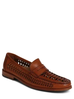 Jones Bootmaker Chocolate Brown Riverside Woven Leather Loafers