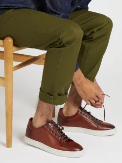 Jones Bootmaker Cognac Brown Simon Leather Mens Trainers