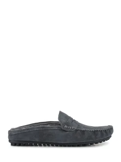 Jones Bootmaker Grey Zap Leather Mule Slippers