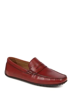Jones Bootmaker Red Paterson Leather Moccasin Loafers