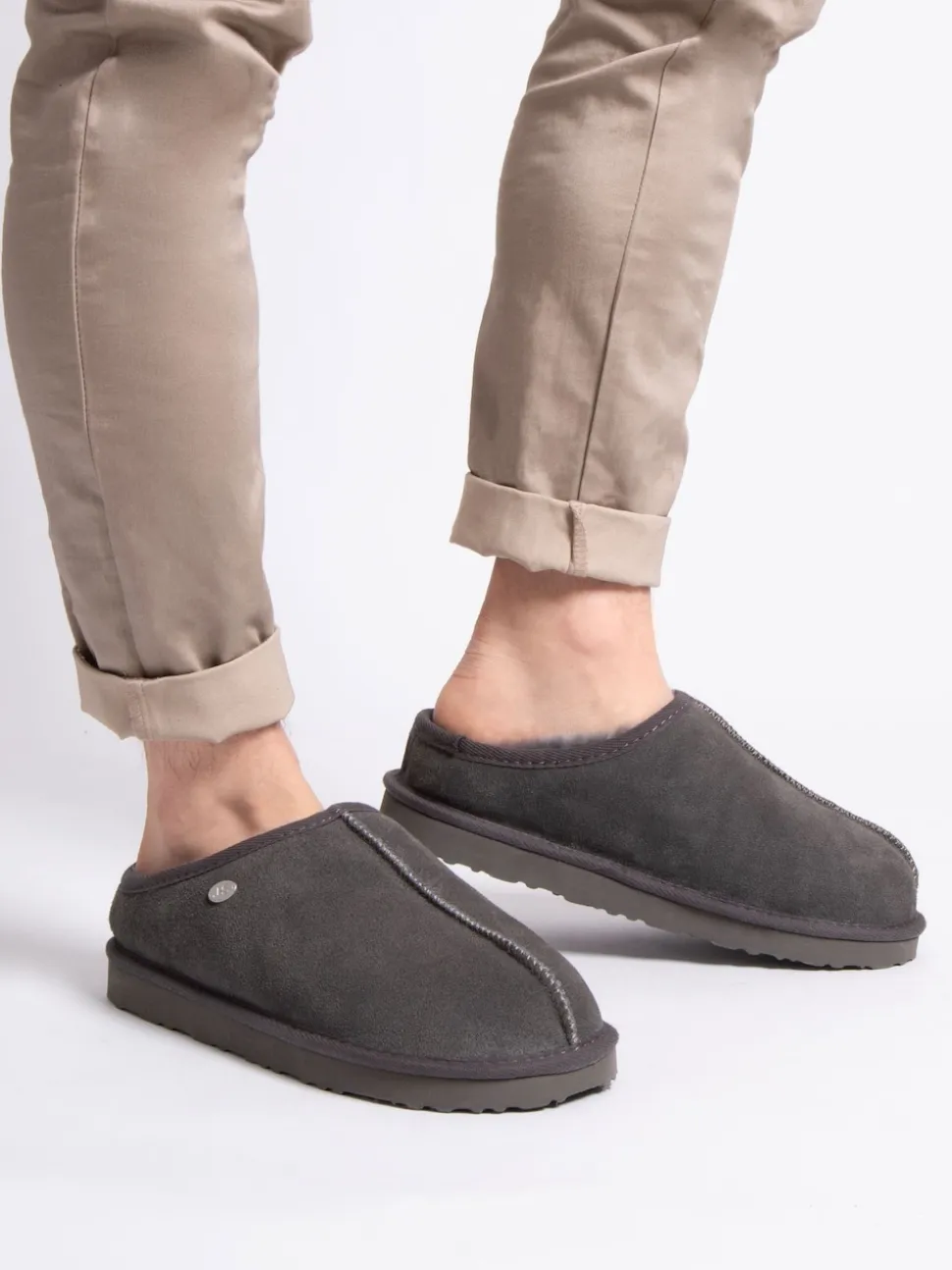 Just Sheepskin Grey Mens Louis Slippers