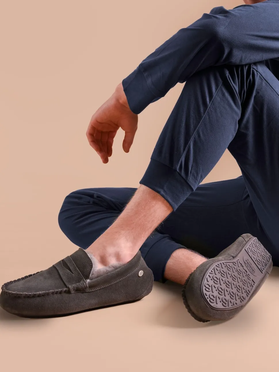 Just Sheepskin Mens Grey Quentin Sheepskin Slippers