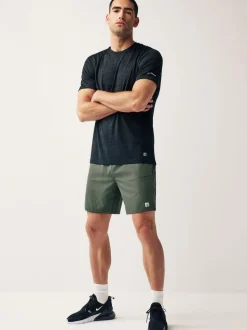Khaki Green 7 Inch Active Gym Sports Shorts