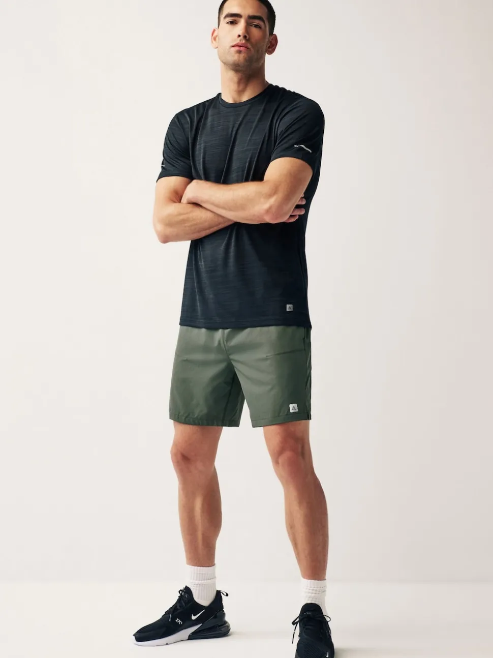 Khaki Green 7 Inch Active Gym Sports Shorts