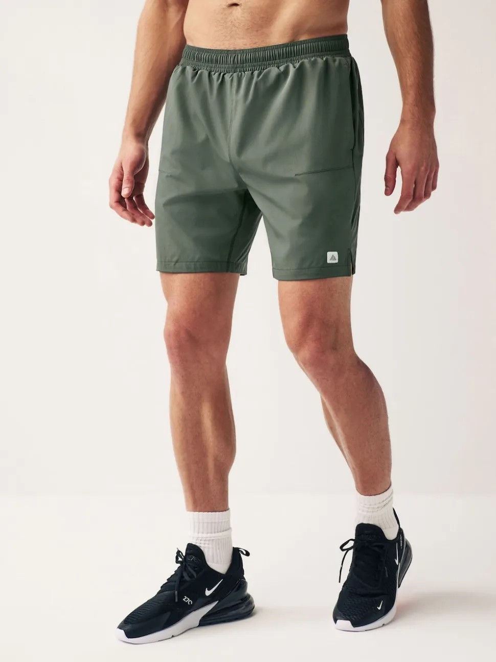 Khaki Green 7 Inch Active Gym Sports Shorts