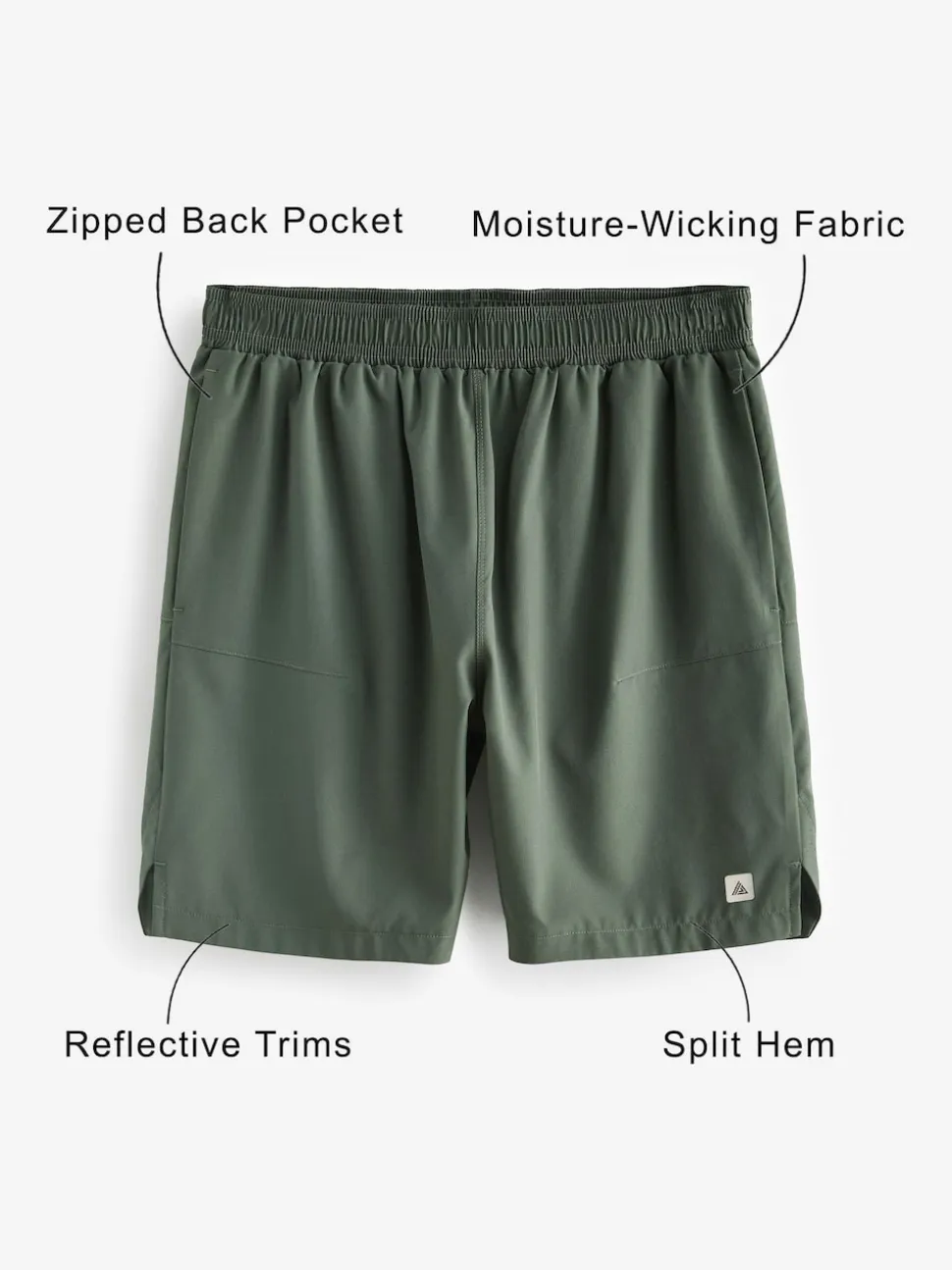 Khaki Green 7 Inch Active Gym Sports Shorts