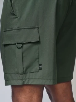 Khaki Green Active Cargo Gym Training Shorts