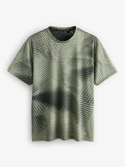 Khaki Green Active Gym Printed Training T-Shirt
