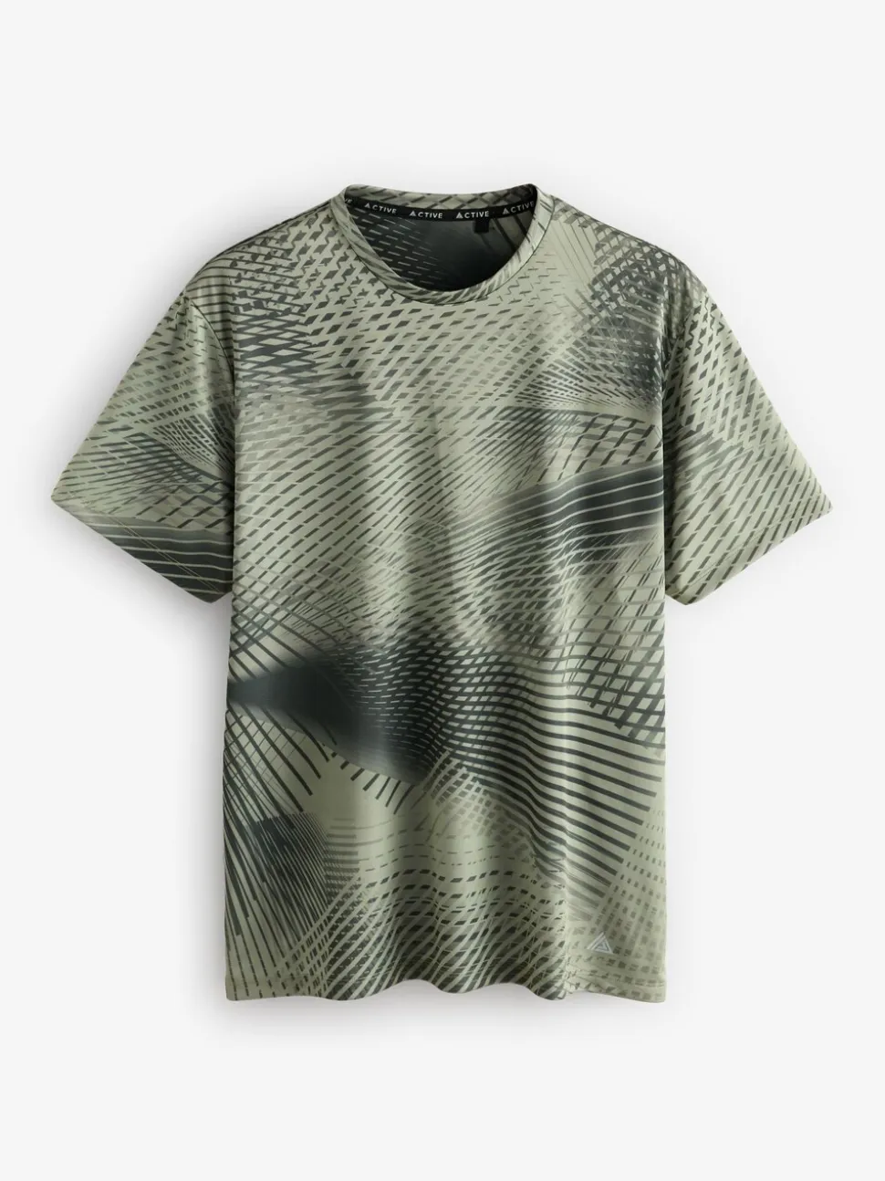 Khaki Green Active Gym Printed Training T-Shirt