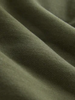Khaki Green Borg Fleece Lined Full Zip Hoodie