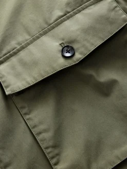 Khaki Green Borg Lined Shower Resistant Harrington Jacket