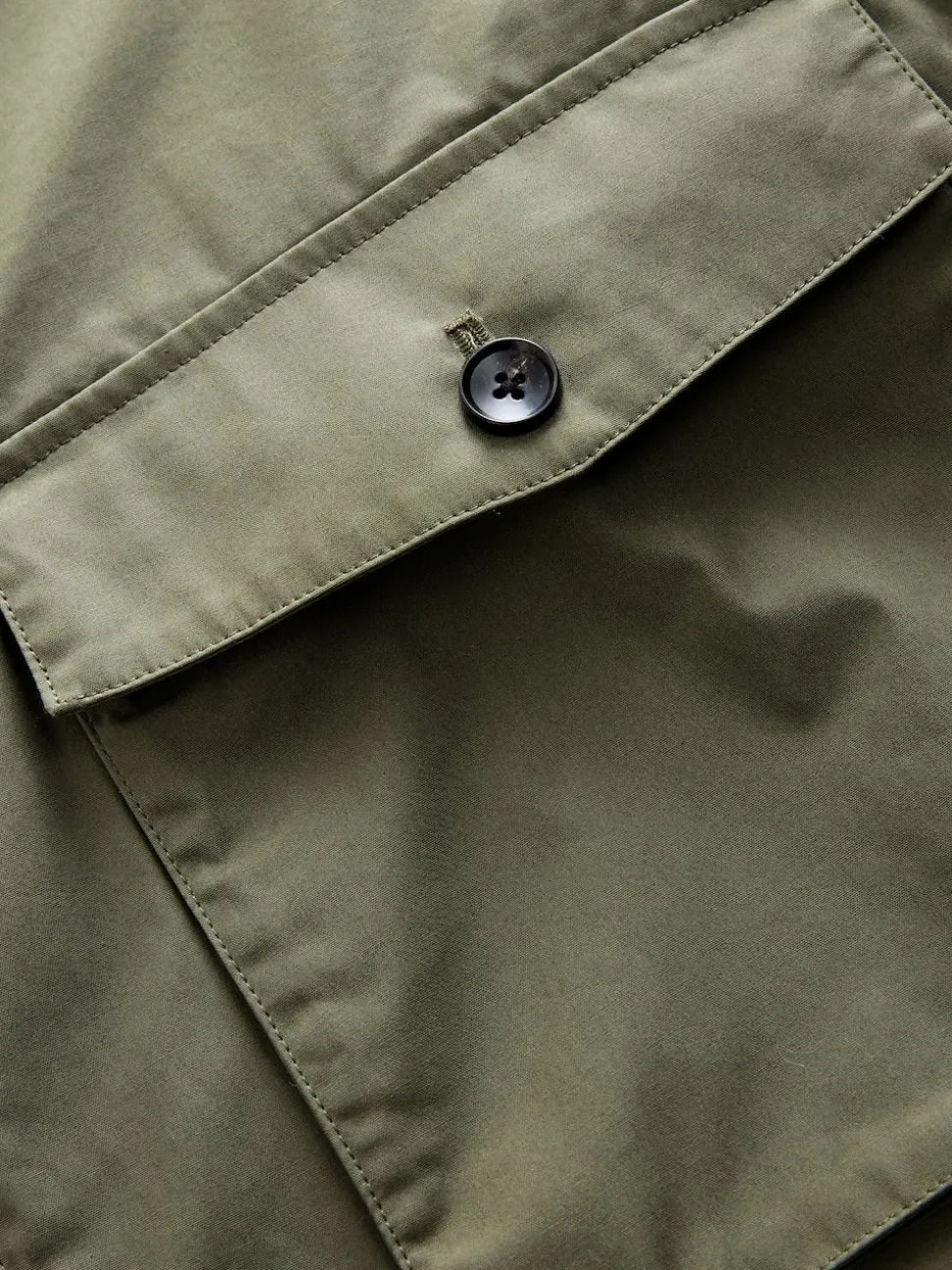 Khaki Green Borg Lined Shower Resistant Harrington Jacket
