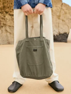 Khaki Green Cotton Tote Bag