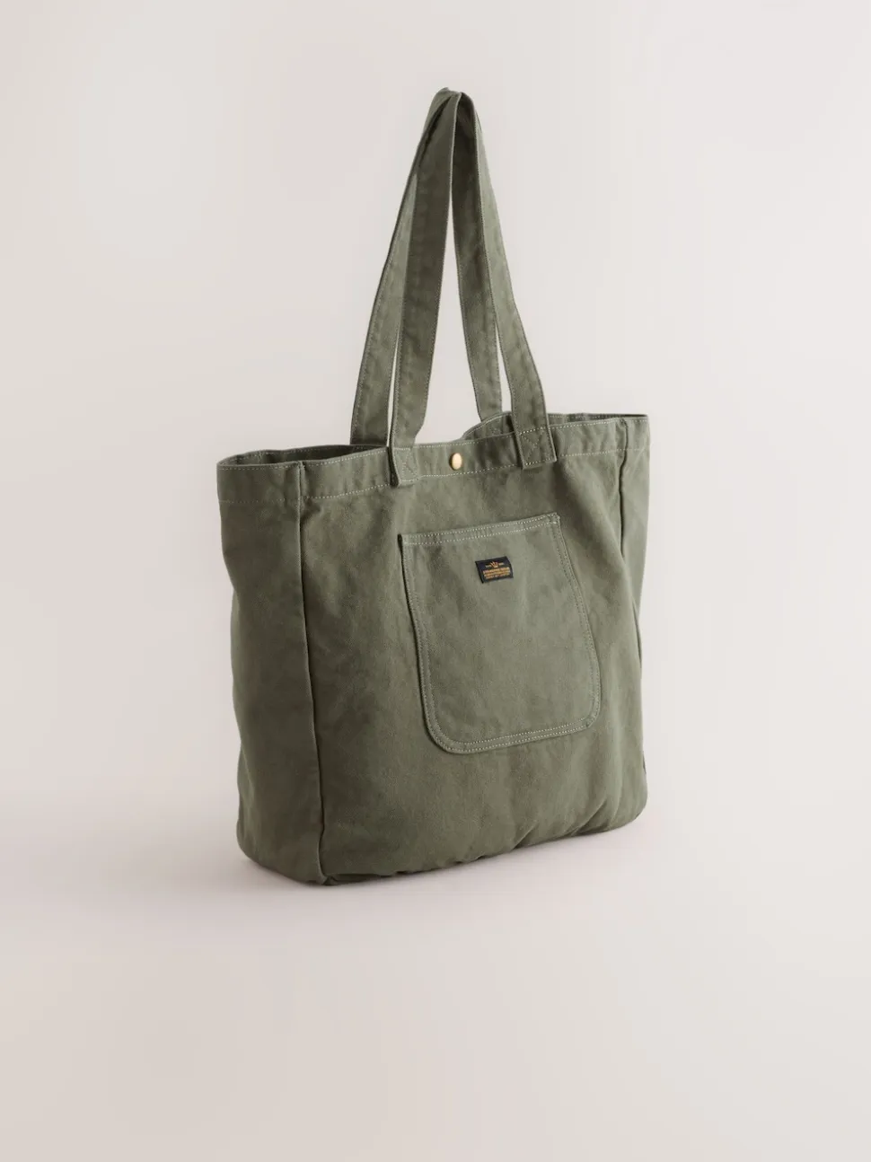 Khaki Green Cotton Tote Bag