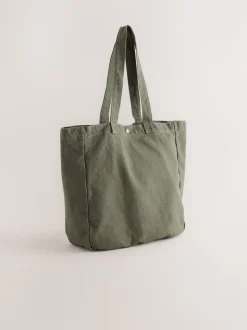Khaki Green Cotton Tote Bag