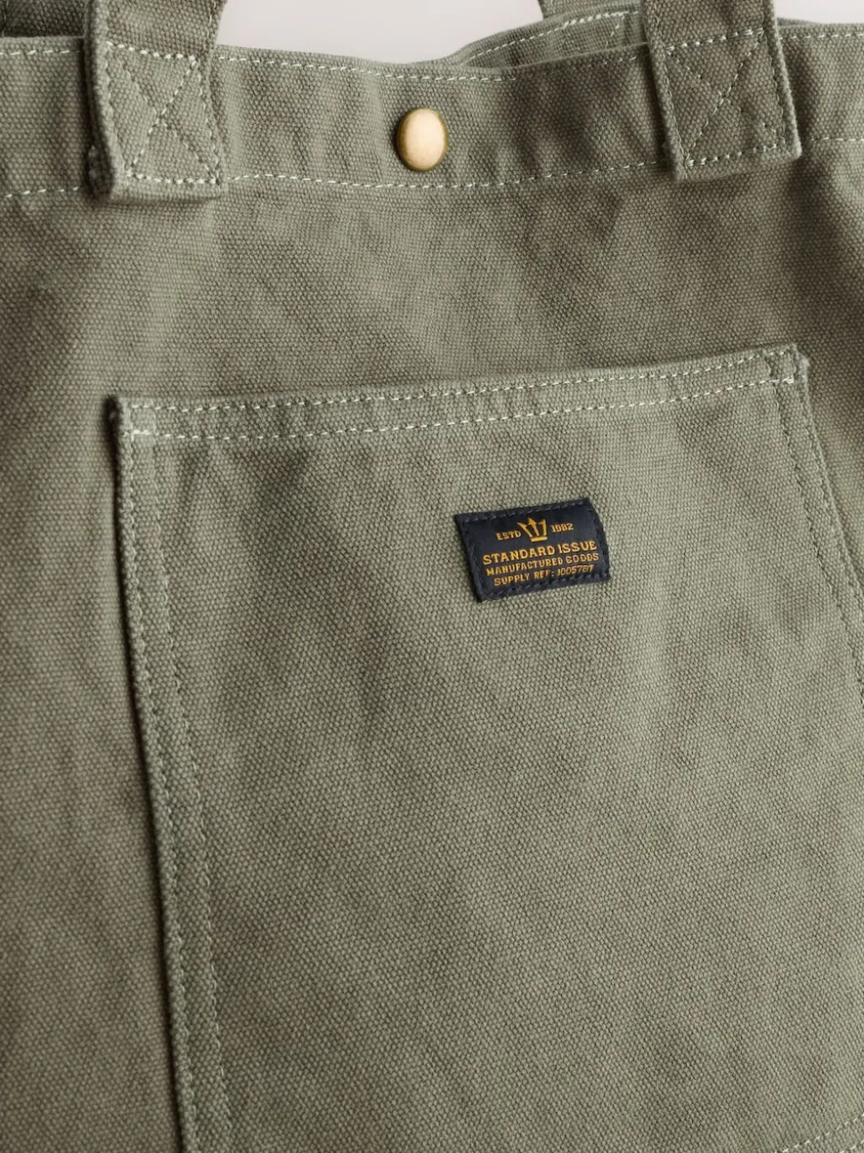 Khaki Green Cotton Tote Bag