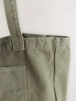 Khaki Green Cotton Tote Bag