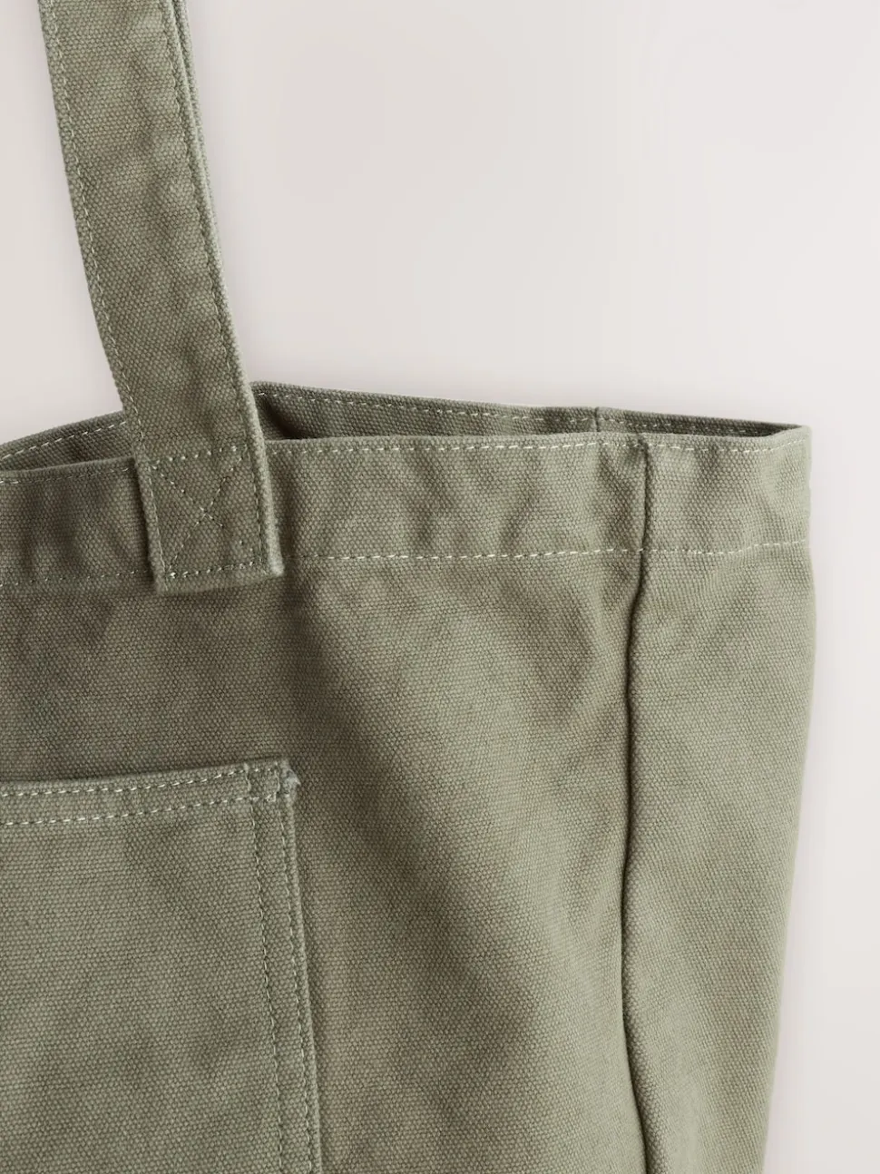 Khaki Green Cotton Tote Bag
