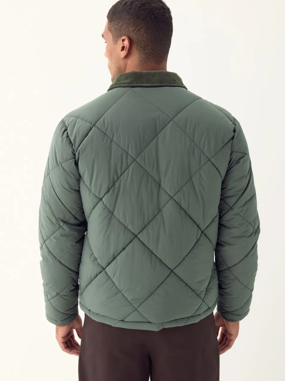 Khaki Green Diamond Quilted Padded Jacket