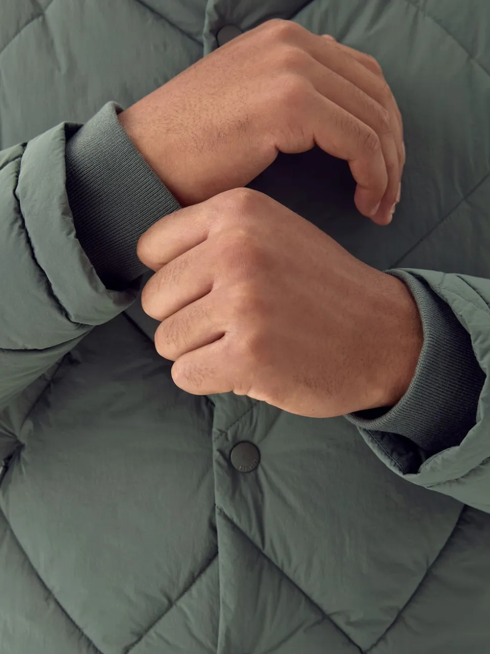Khaki Green Diamond Quilted Padded Jacket