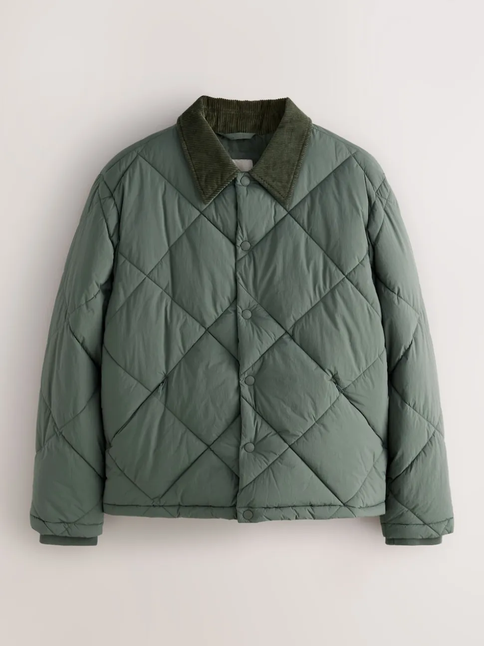 Khaki Green Diamond Quilted Padded Jacket