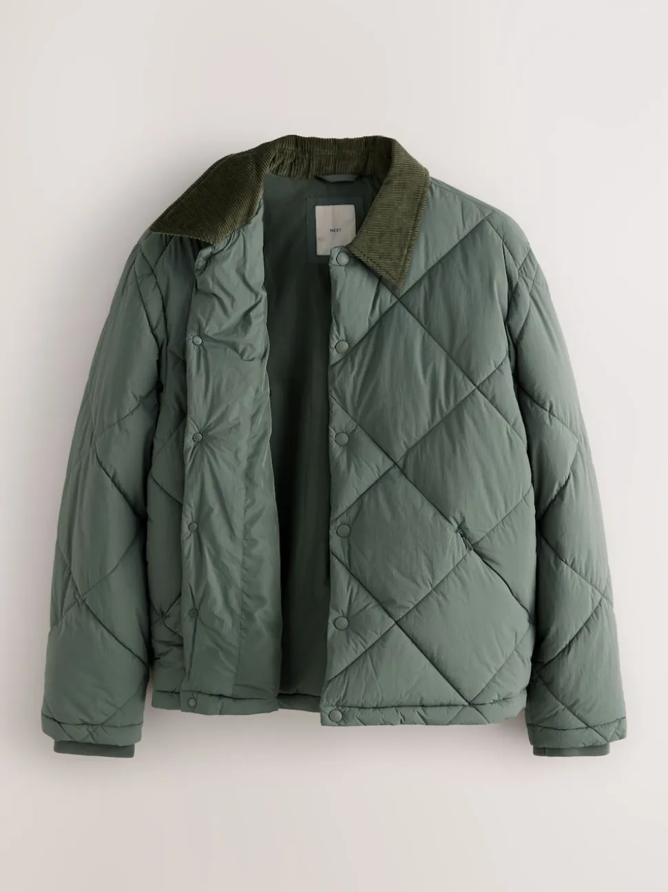 Khaki Green Diamond Quilted Padded Jacket