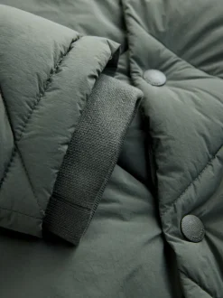 Khaki Green Diamond Quilted Padded Jacket