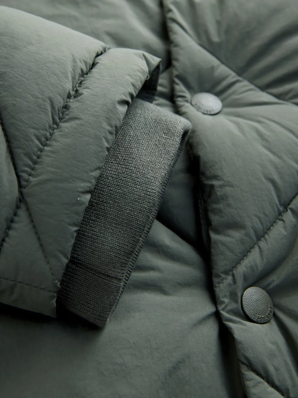 Khaki Green Diamond Quilted Padded Jacket
