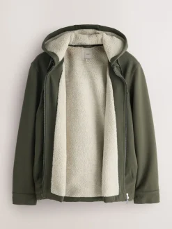 Khaki Green Hooded Borg Fleece Lined Shacket