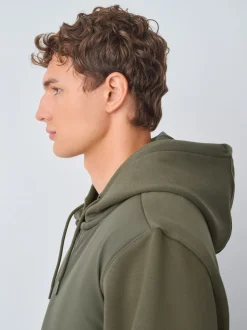 Khaki Green Hooded Hybrid Full Zip Jacket