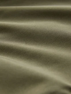 Khaki Green Hooded Hybrid Full Zip Jacket