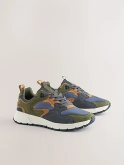 Khaki Green Multipanel Trainers