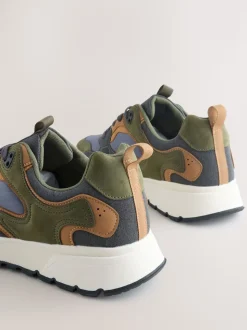 Khaki Green Multipanel Trainers