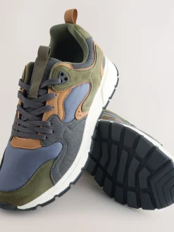 Khaki Green Multipanel Trainers
