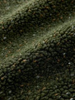 Khaki Green Nep Zip Through Funnel Borg Fleece