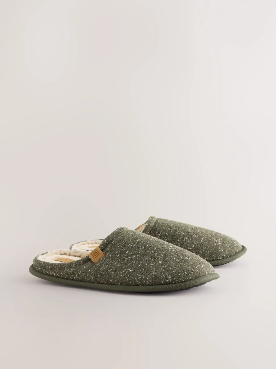 Khaki Green Neppy Mule Slippers
