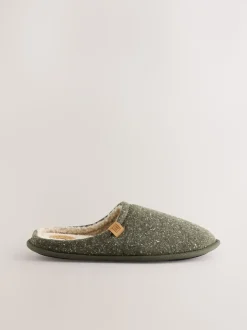 Khaki Green Neppy Mule Slippers