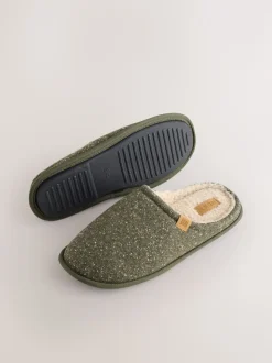 Khaki Green Neppy Mule Slippers