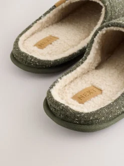 Khaki Green Neppy Mule Slippers