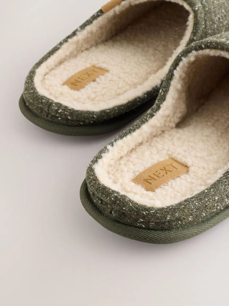 Khaki Green Neppy Mule Slippers