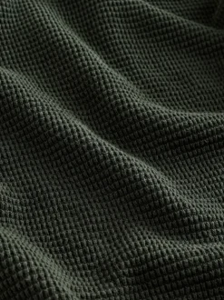 Khaki Green Plain N.Premium Regular Fit Cotton Rich Textured Premium Quarter Zip Jumper