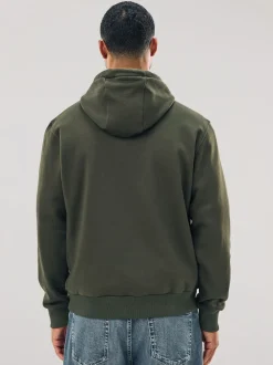 Khaki Green Regular Fit Heavyweight Cotton Rich Jersey Hoodie