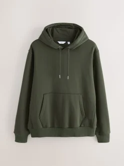 Khaki Green Regular Fit Heavyweight Cotton Rich Jersey Hoodie