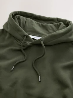 Khaki Green Regular Fit Heavyweight Cotton Rich Jersey Hoodie