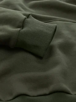 Khaki Green Regular Fit Heavyweight Cotton Rich Jersey Hoodie