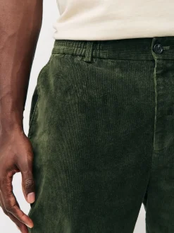 Khaki Green Regular Fit Smart Cotton Rich Corduroy Elasticated Waistband Trousers
