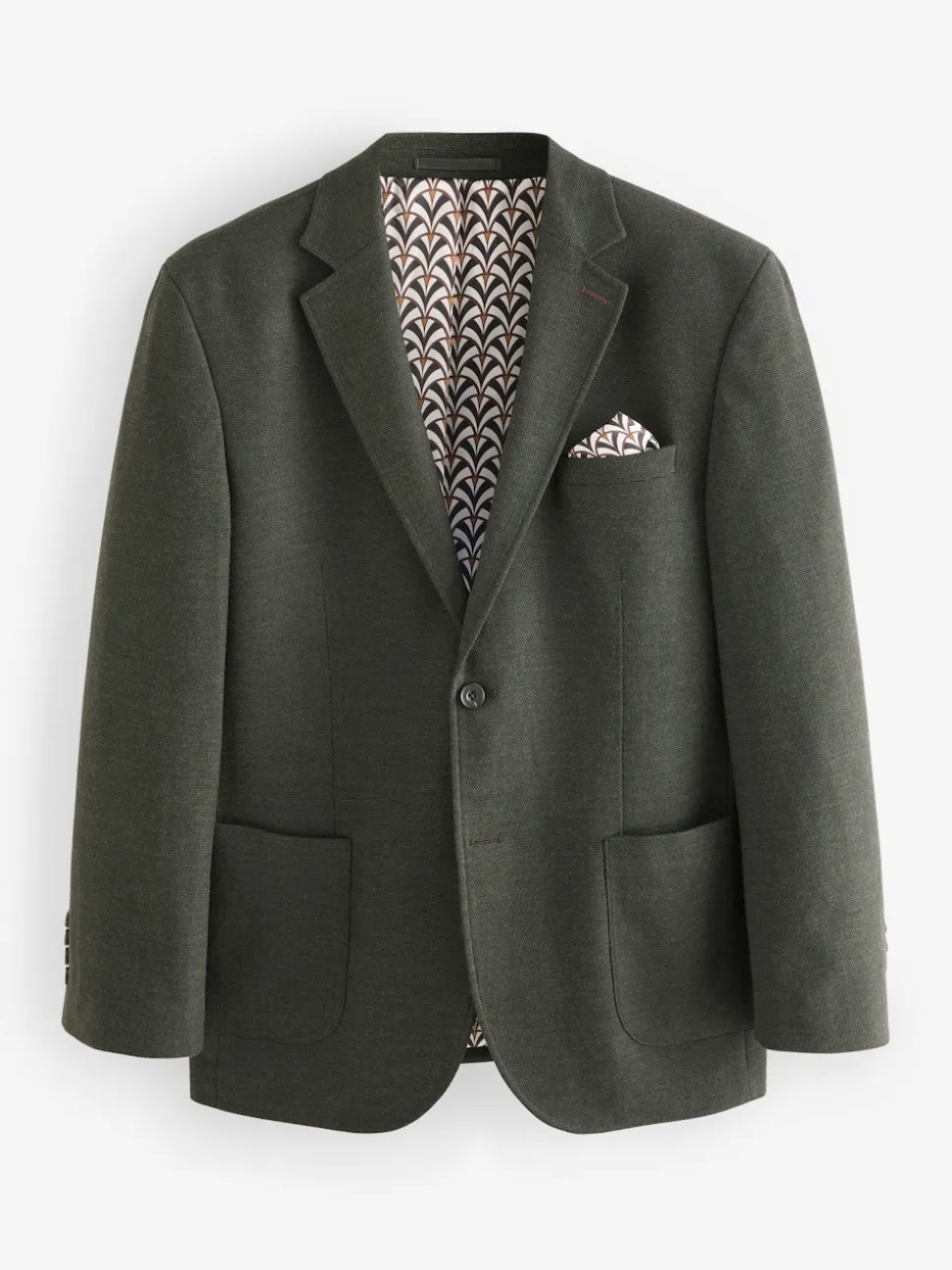 Khaki Green Regular Fit Textured Smart Blazer