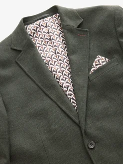 Khaki Green Regular Fit Textured Smart Blazer