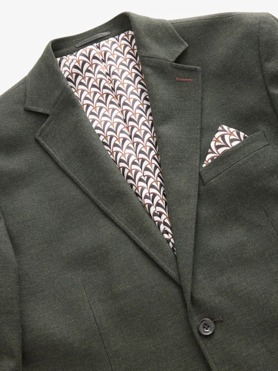 Khaki Green Regular Fit Textured Smart Blazer